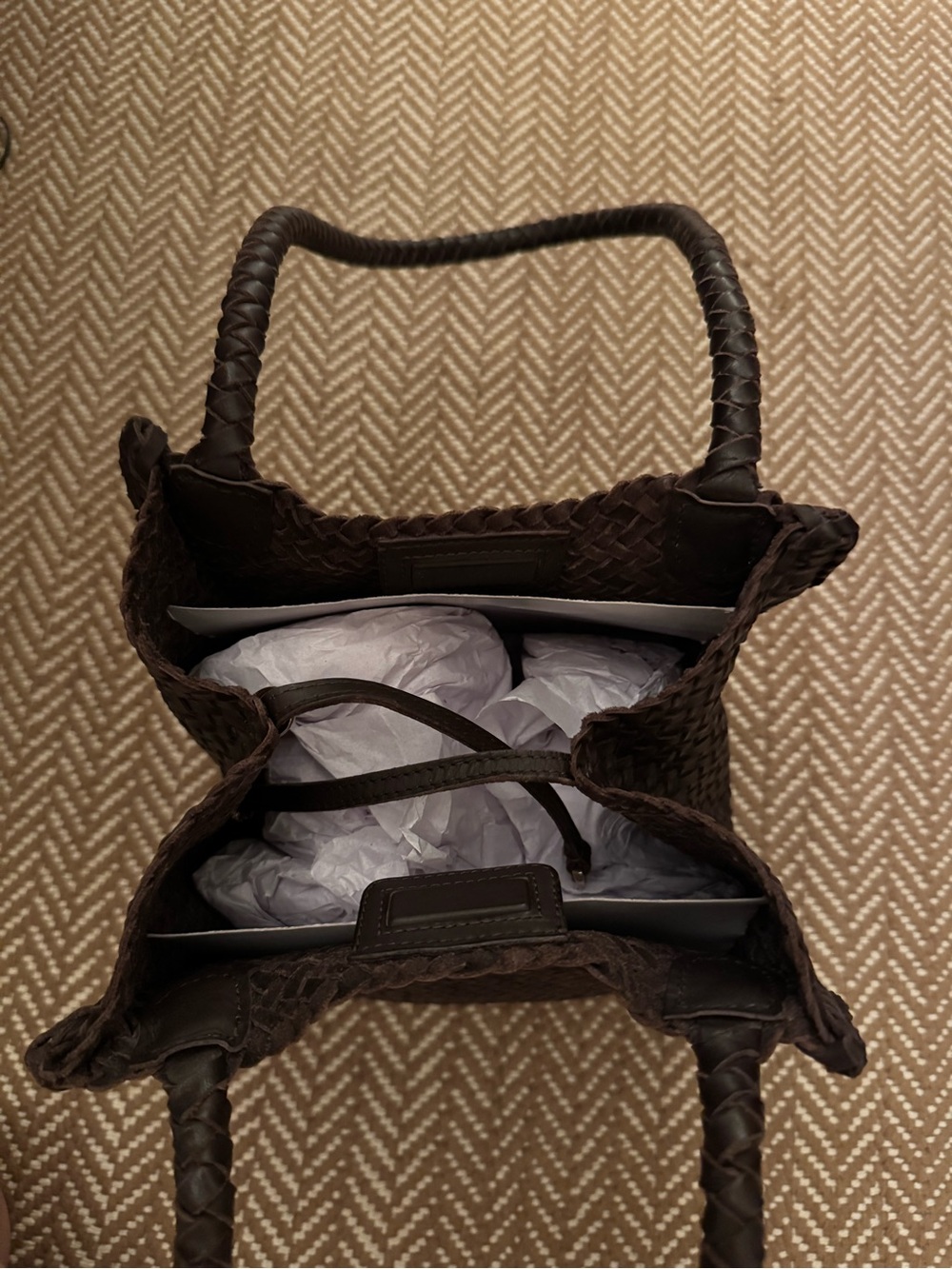 Madewell Woven Leather Tote Bag - Dark Brown - Picture 5 of 6